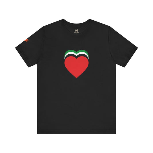 Four Hearts - Palestine | Unisex Jersey Short Sleeve T-Shirt, Thought-Provoking Apparel