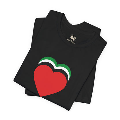 Four Hearts - Palestine | Unisex Jersey Short Sleeve T-Shirt, Thought-Provoking Apparel