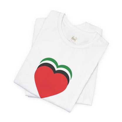 Four Hearts - Palestine | Unisex Jersey Short Sleeve T-Shirt, Thought-Provoking Apparel