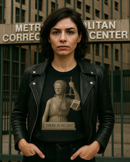 “There Is No List” – Lady Justice Edition | Unisex Softstyle Protest Shirt
