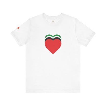 Four Hearts - Palestine | Unisex Jersey Short Sleeve T-Shirt, Thought-Provoking Apparel