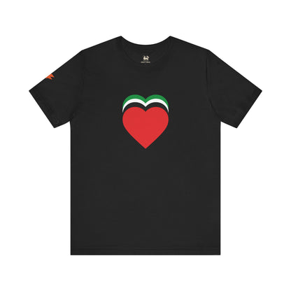 Four Hearts - Palestine | Unisex Jersey Short Sleeve T-Shirt, Thought-Provoking Apparel